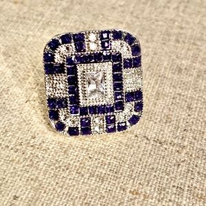 SALE!!! Navy Blue Rhinestone Cocktail Ring